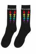 Abracadabra+ Pride Running Socks — black with rainbow lightning bolts